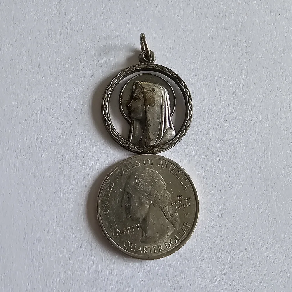 Vintage Lady of Lourdes Blessed Virgin Mary Medal pendant charm religious